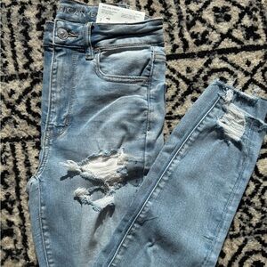 American Eagle Outfitters Light Blue Distressed Jeggings